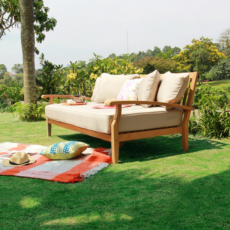 Birch Lane™ Summerton 80.25'' Wide Outdoor Teak Patio Daybed with